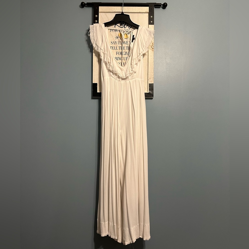 White Low Cut Jumpsuit